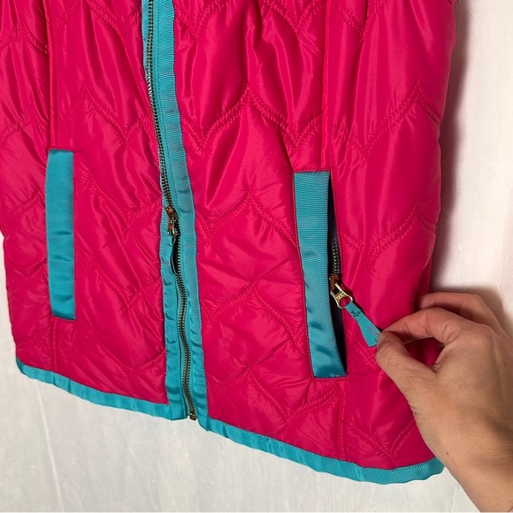 Vineyard Vines Pink Blue Quilted Down Puffer Vest Zip Up Cozy Outerwear | Sz XS - Picture 15 of 17